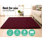 Artiss Extra Large Burgundy Shaggy Carpet 160 x 230 cm Ultra Plush Floor Mat for Living Room - 45-Degree Angle