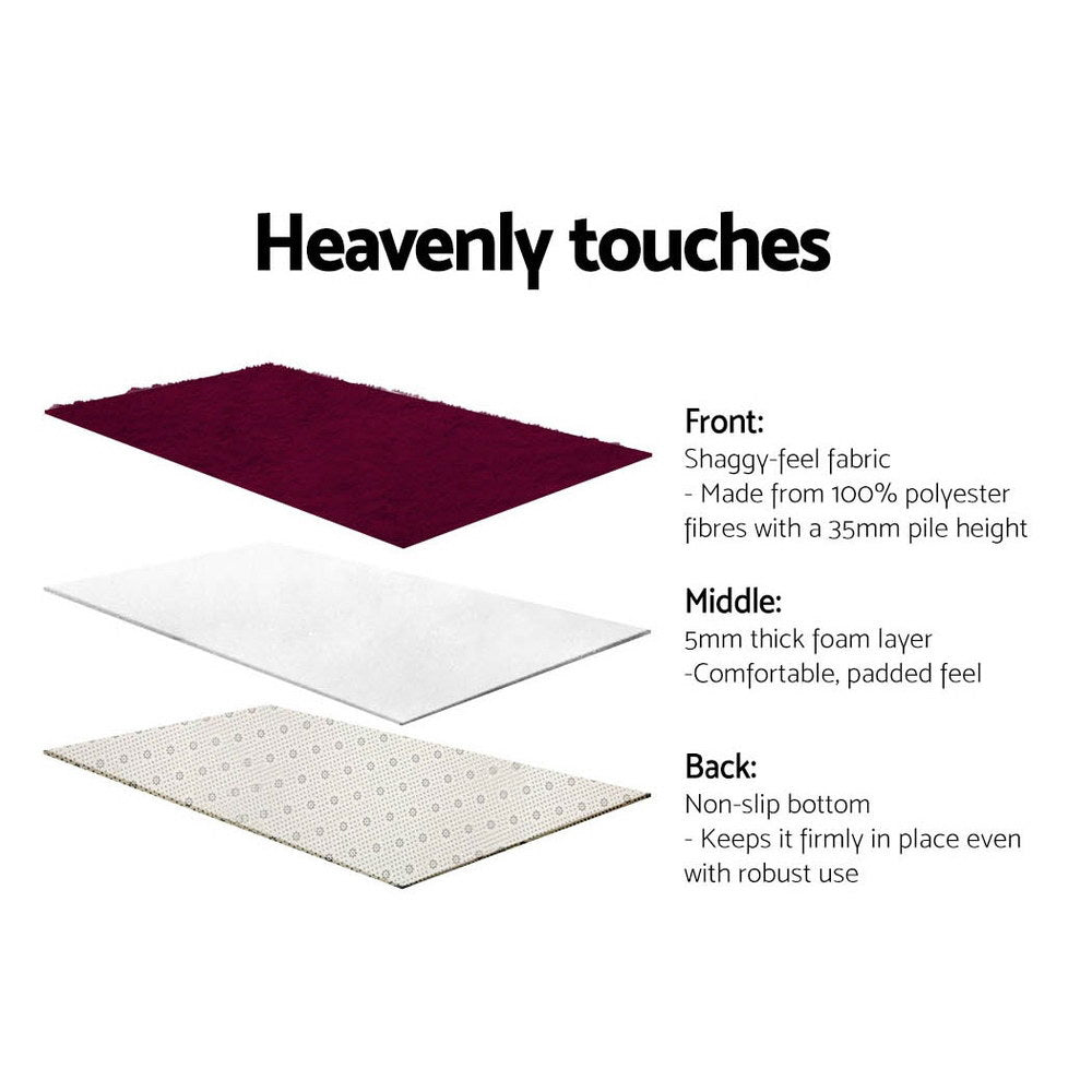 Artiss Extra Large Burgundy Shaggy Carpet 160 x 230 cm Ultra Plush Floor Mat for Living Room