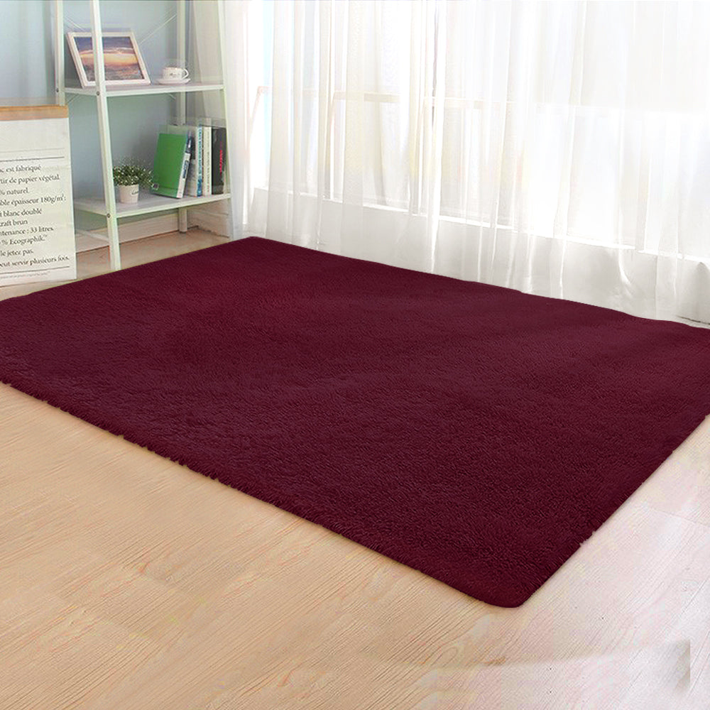Artiss Extra Large Burgundy Shaggy Carpet 160 x 230 cm Ultra Plush Floor Mat for Living Room