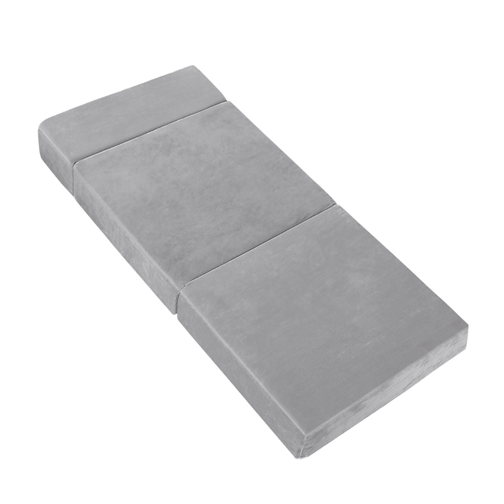 Velvet Grey Folding Foam Mattress Sofa Bed Lounge Chair by Giselle Bedding