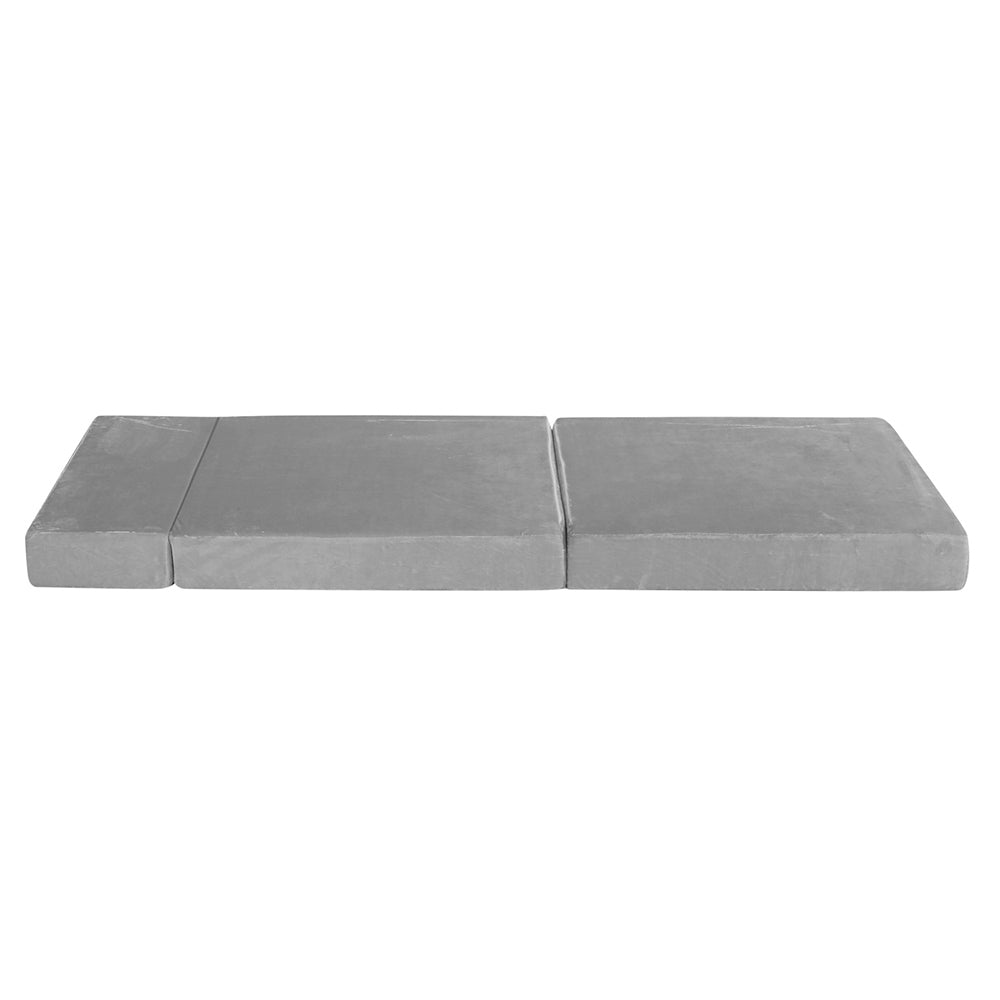 Velvet Grey Folding Foam Mattress Sofa Bed Lounge Chair by Giselle Bedding