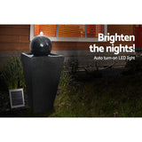 Gardeon Elegant Black Solar Water Fountain with Illuminating LED Lights - Close-Up Angle