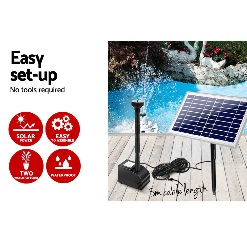 Gardeon Eco-Friendly Solar Submersible Fountain Pump with 6.6FT Lift and Simple Setup