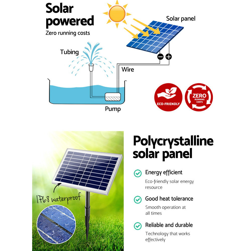 Gardeon Eco-Friendly Solar Submersible Fountain Pump with 6.6FT Lift and Simple Setup