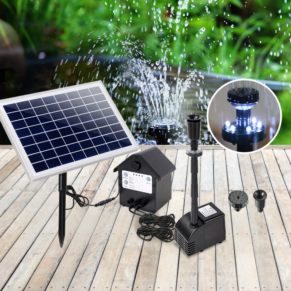 Gardeon Eco-Friendly Solar Garden Fountain with LED Lighting and Rechargeable Battery