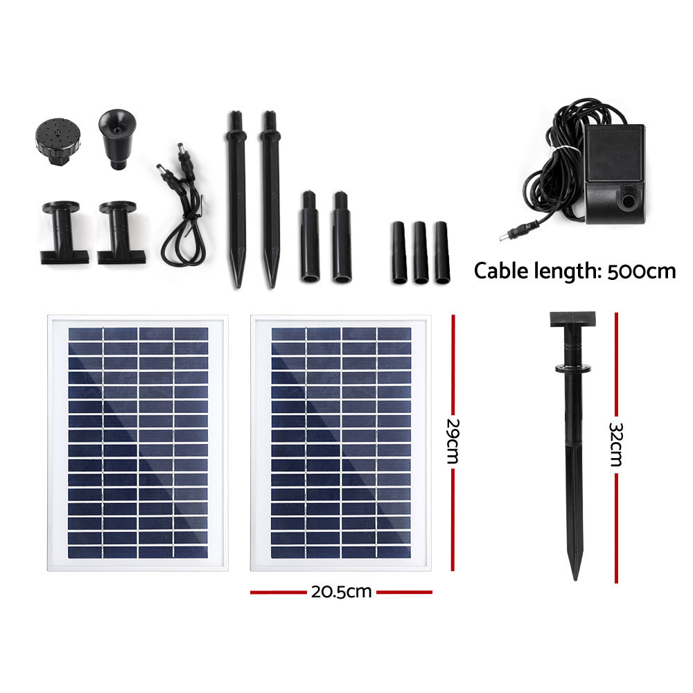 Gardeon Solar Garden Water Fountain Pump Kit with Adjustable Spray Nozzles and Submersible Filter