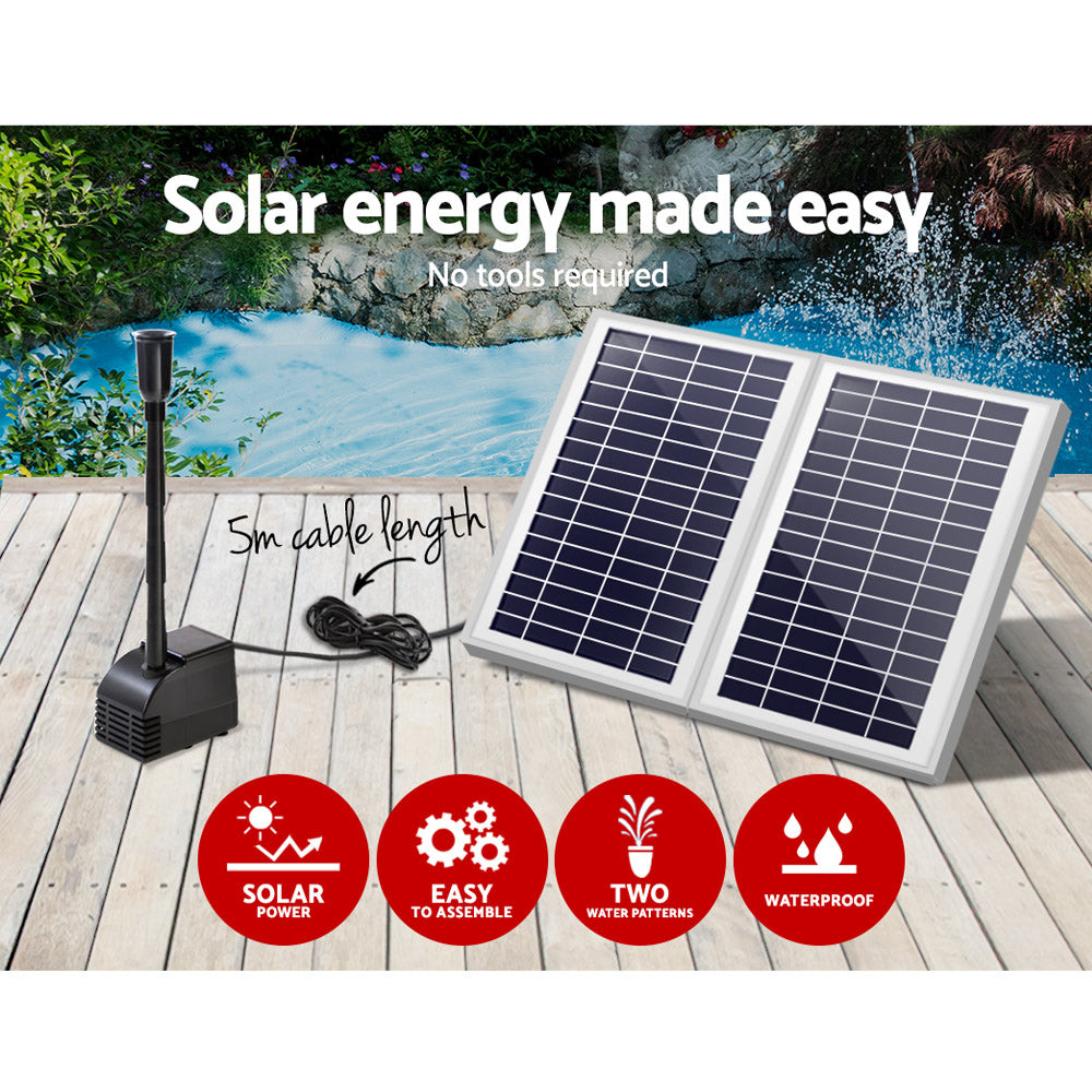 Gardeon Solar Garden Water Fountain Pump Kit with Adjustable Spray Nozzles and Submersible Filter