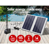 Gardeon Solar Garden Water Fountain Pump Kit with Adjustable Spray Nozzles and Submersible Filter - 45-Degree Angle