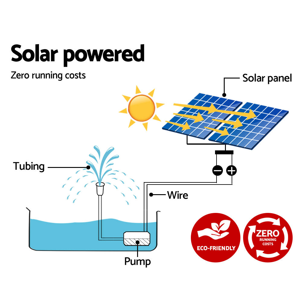 Gardeon Solar Garden Water Fountain Pump Kit with Adjustable Spray Nozzles and Submersible Filter