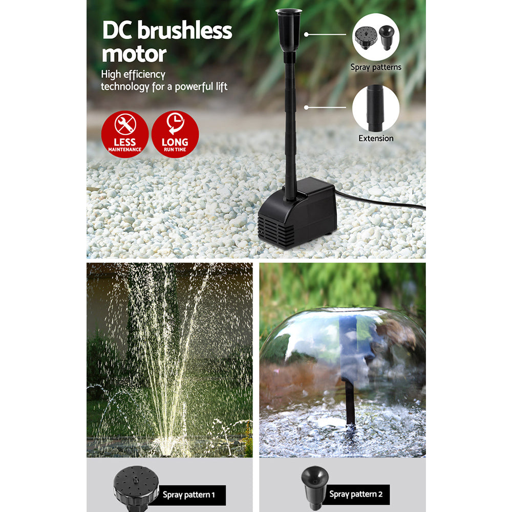 Gardeon Solar Garden Water Fountain Pump Kit with Adjustable Spray Nozzles and Submersible Filter