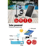 Eco-Friendly Solar Garden Fountain Pump with LED Illumination and Rechargeable Battery - 45-Degree Angle