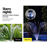 Eco-Friendly Solar Garden Fountain Pump with LED Illumination and Rechargeable Battery - Rear View