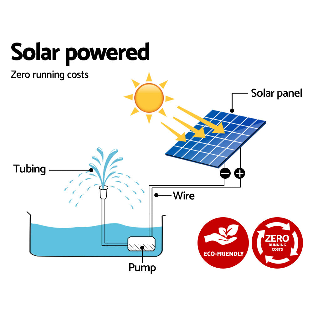 Gardeon Eco-Friendly Solar Fountain Pump with 4.6FT Water Lift for Stunning Garden Displays