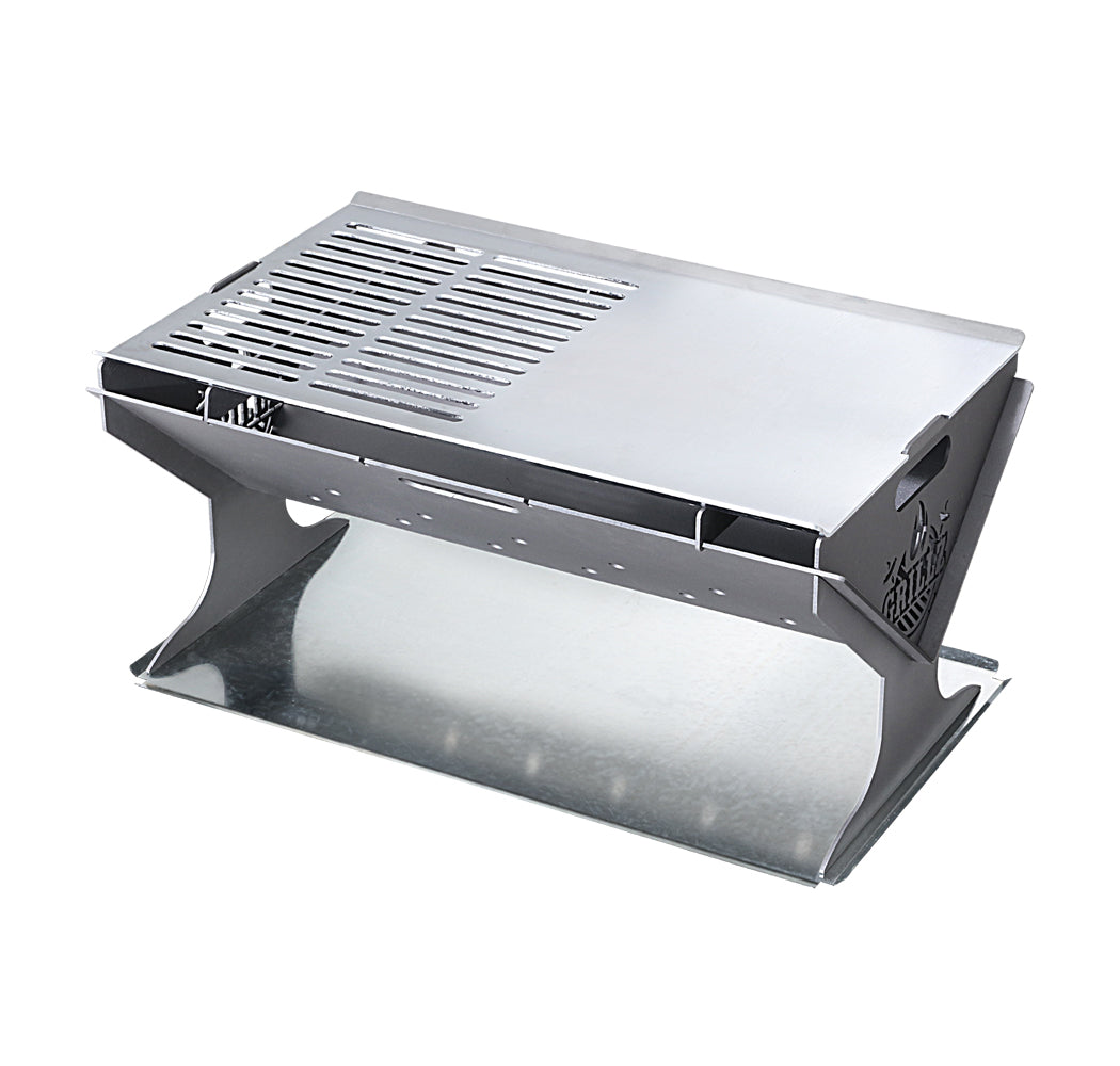 Compact Outdoor Steel BBQ Fire Pit with Foldable Design for Camping and Patio Use