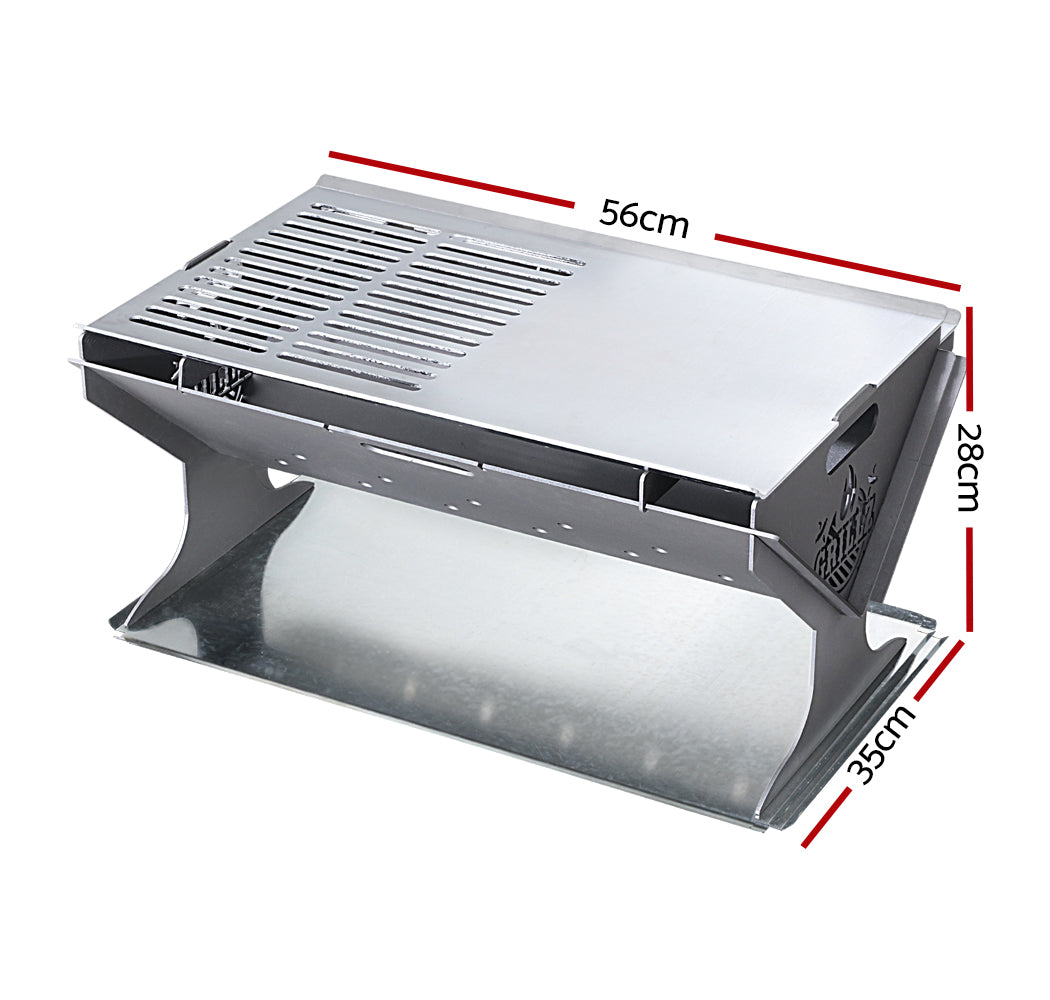 Compact Outdoor Steel BBQ Fire Pit with Foldable Design for Camping and Patio Use
