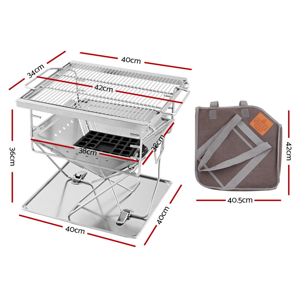 Versatile Stainless Steel Outdoor Fire Pit BBQ with Adjustable Cooking Rack for Camping and Tailgating