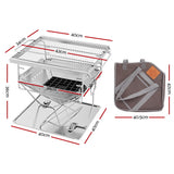 Versatile Stainless Steel Outdoor Fire Pit BBQ with Adjustable Cooking Rack for Camping and Tailgating - Side View