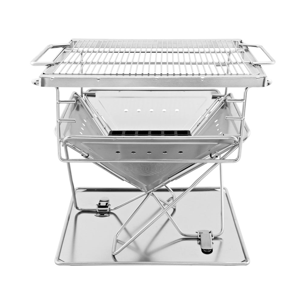 Versatile Stainless Steel Outdoor Fire Pit BBQ with Adjustable Cooking Rack for Camping and Tailgating