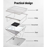Versatile Stainless Steel Outdoor Fire Pit BBQ with Adjustable Cooking Rack for Camping and Tailgating - Rear View