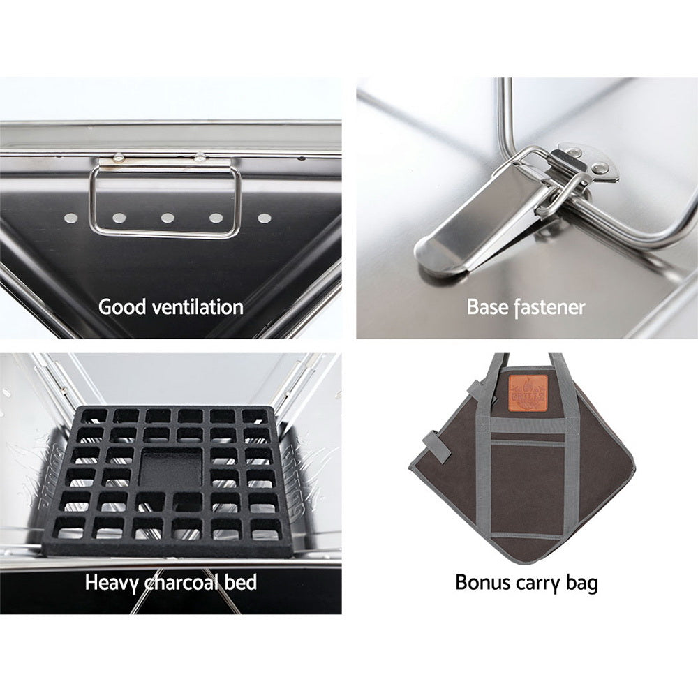 Versatile Stainless Steel Outdoor Fire Pit BBQ with Adjustable Cooking Rack for Camping and Tailgating