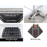 Versatile Stainless Steel Outdoor Fire Pit BBQ with Adjustable Cooking Rack for Camping and Tailgating - Low Angle