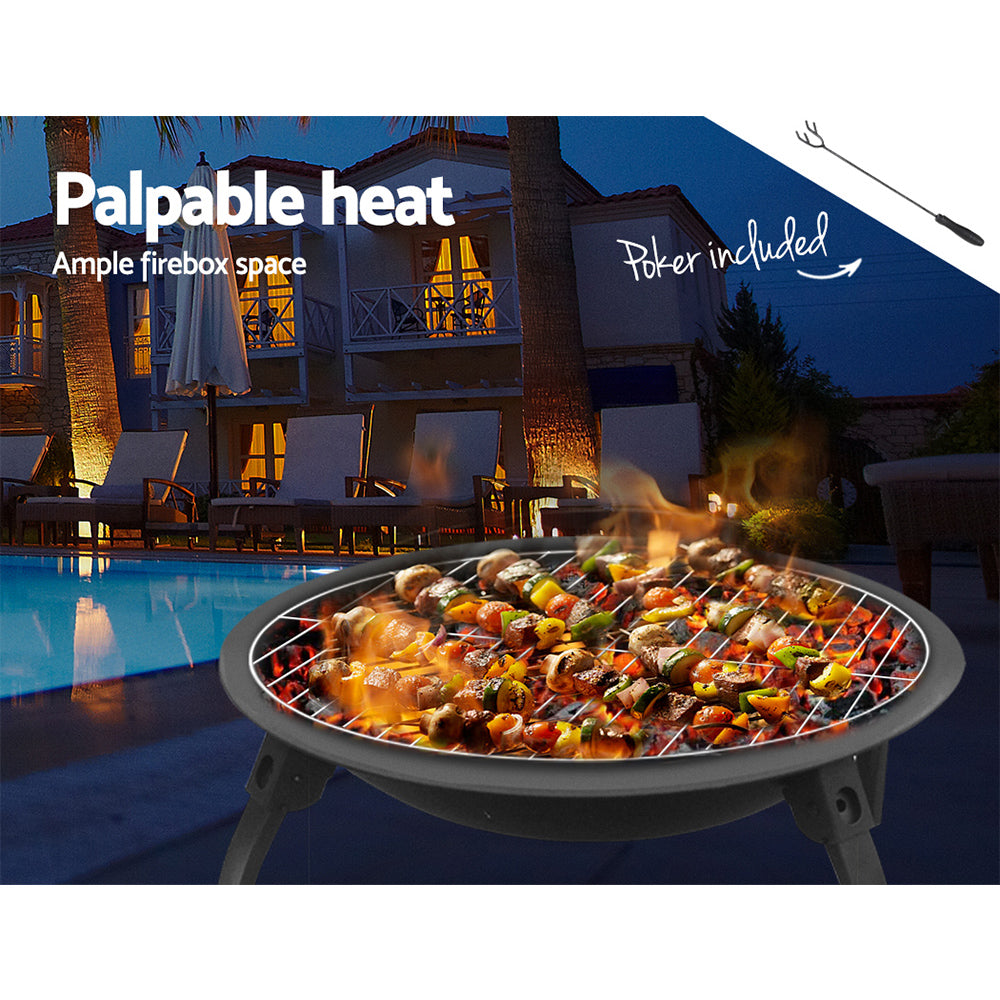 Portable 22 Charcoal Smoker and Fire Pit for Outdoor Cooking and Camping