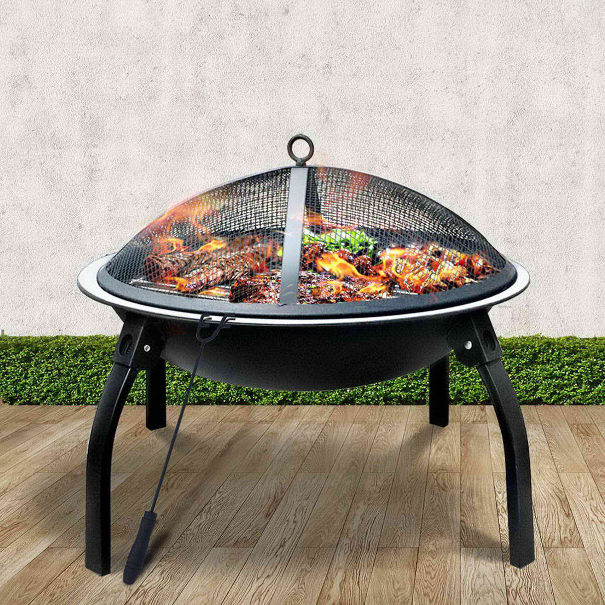 Portable 22 Charcoal Smoker and Fire Pit for Outdoor Cooking and Camping