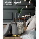 Velvet Round Storage Ottoman with Tufted Seat and Floor Protection Pads - Rear View