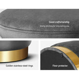 Velvet Round Storage Ottoman with Tufted Seat and Floor Protection Pads - Close-Up Angle