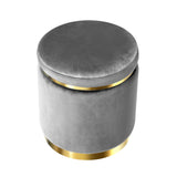Elegant Tufted Velvet Ottoman Footstool with Stainless Steel Accents - Top-Down View