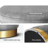 Elegant Tufted Velvet Ottoman Footstool with Stainless Steel Accents - Rear View