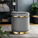 Elegant Tufted Velvet Ottoman Footstool with Stainless Steel Accents