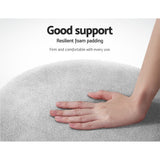 Elegant Grey Velvet Round Footstool with Gold Accents and Floor Protector - 45-Degree Angle