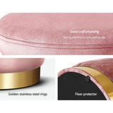 Artiss Ottoman Foot Stool Round Velvet Pink