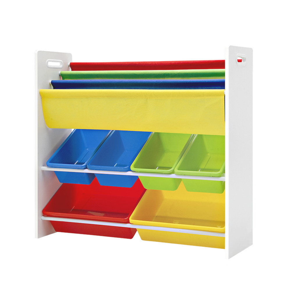 Colorful Keezi Kids Bookshelf and Toy Storage Organizer with Removable Bins