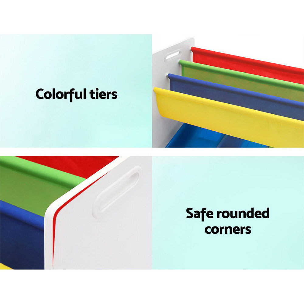 Colorful Keezi Kids Bookshelf and Toy Storage Organizer with Removable Bins