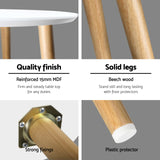Elegant White Round Wooden Side Table - Rear View