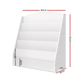 White 5-Tier Children's Bookshelf and Magazine Rack - Stylish Bookcase Organizer - Front View