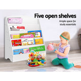 White 5-Tier Children's Bookshelf and Magazine Rack - Stylish Bookcase Organizer - Top-Down View