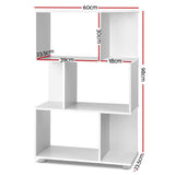 Zig Zag 3-Tier Display Shelf in White by Artiss - Side View