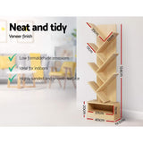 Natural 7-Tier Tree-Shaped Bookshelf - Artiss Display Rack for Books and Decor - Rear View