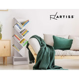 Creative 7-Tier Tree-Shaped Bookshelf - Elegant White Storage Rack for Books and Displays - Side View