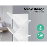 Creative 7-Tier Tree-Shaped Bookshelf - Elegant White Storage Rack for Books and Displays - 45-Degree Angle