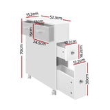 Artiss Slimline Bathroom Storage Caddy with Wheels - Front View