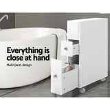 Artiss Slimline Bathroom Storage Caddy with Wheels - Close-Up Angle