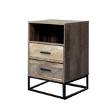 Contemporary Wood Nightstand with Drawers and Open Shelf - Artiss Bedside Table - Front View