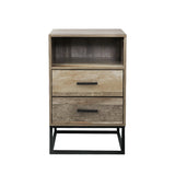Contemporary Wood Nightstand with Drawers and Open Shelf - Artiss Bedside Table - Top-Down View