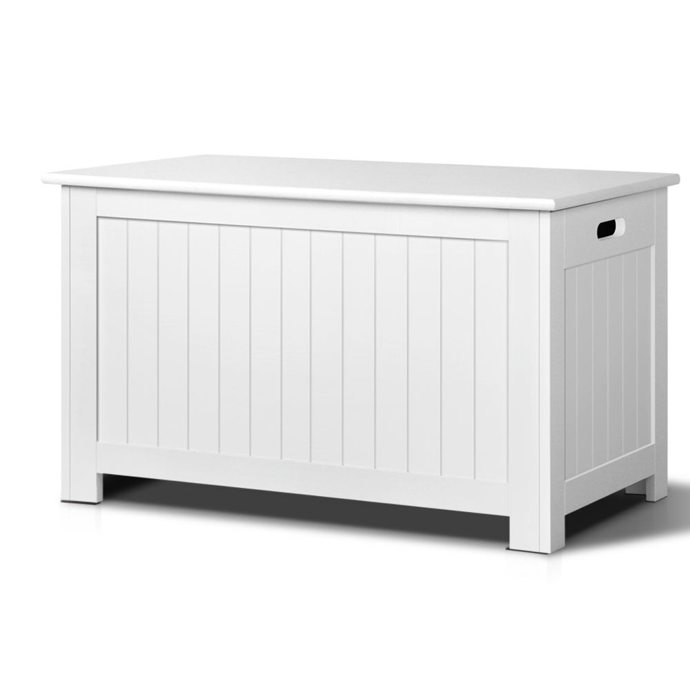 Keezi Eco-Friendly White Wooden Toy Storage Chest for Kids' Rooms