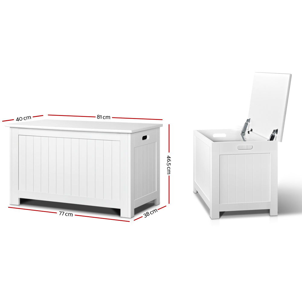 Keezi Eco-Friendly White Wooden Toy Storage Chest for Kids' Rooms