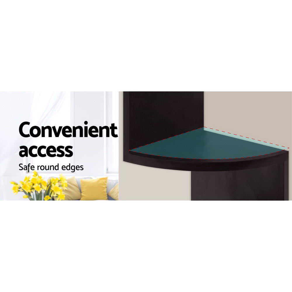 Artiss Zig-Zag 5-Tier Floating Corner Shelf - Brown Wall-Mounted Display Rack
